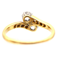 Edwardian 18ct Gold & Platinum, Two Stone Diamond 'Toi et Moi' Crossover Ring | Parkin and Gerrish (UK)