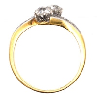 Edwardian 18ct Gold & Platinum, Two Stone Diamond 'Toi et Moi' Crossover Ring | Parkin and Gerrish (UK)
