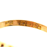 Edwardian 18ct Gold, Sapphire & Old Mine Cut Diamond Boat Shaped Chequerboard Ring | Parkin and Gerrish (UK)