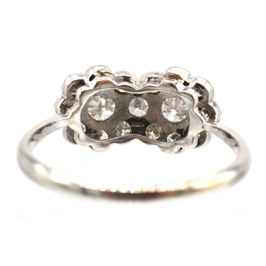 Edwardian 18ct White Gold and Platinum Double Cluster Diamond Ring | Parkin and Gerrish | Antique & Vintage Jewellery