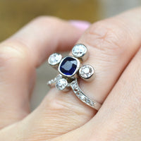 Edwardian 18ct White Gold, Sapphire and Diamond Duchess / Tiara Ring | Parkin and Gerrish (UK)