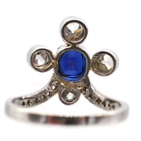 Edwardian 18ct White Gold, Sapphire and Diamond Duchess / Tiara Ring | Parkin and Gerrish (UK)