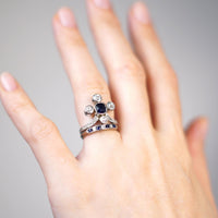 Edwardian 18ct White Gold, Sapphire and Diamond Duchess / Tiara Ring | Parkin and Gerrish (UK)