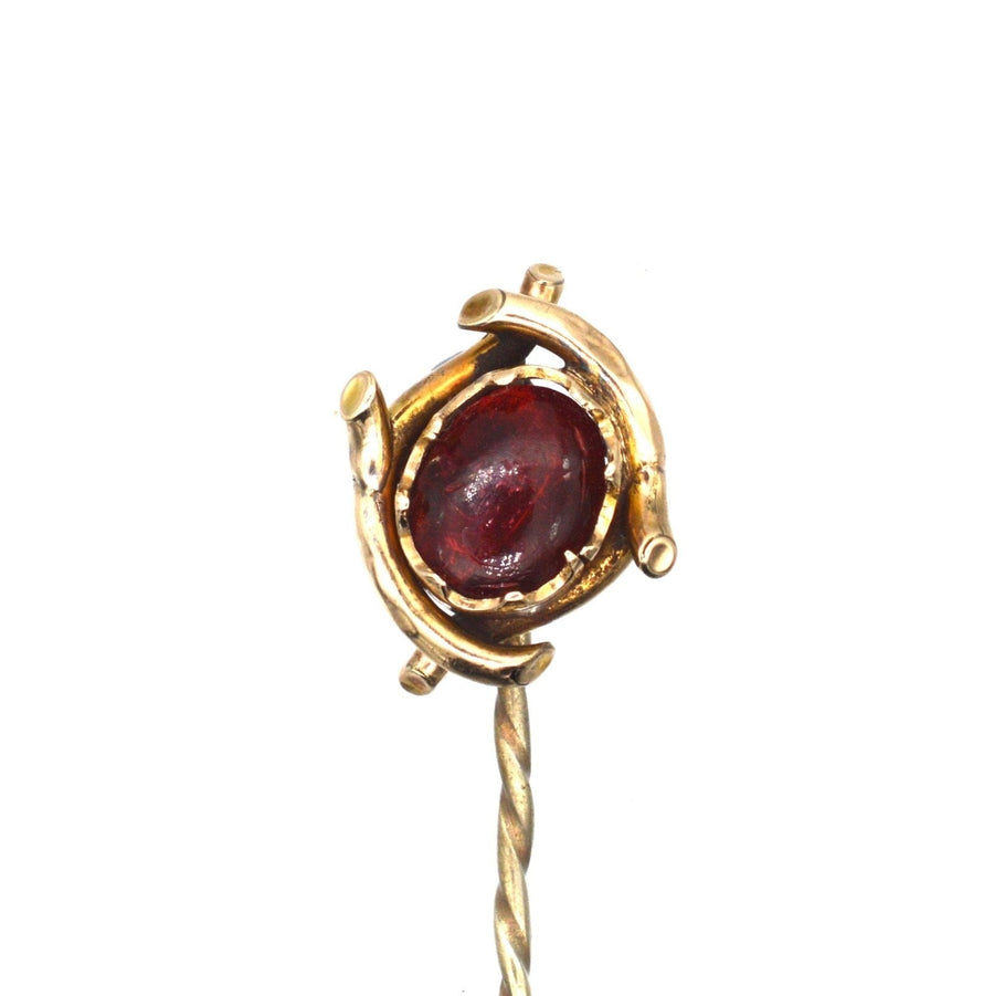 Edwardian 9ct Gold and Red Paste Tie Pin | Parkin and Gerrish | Antique & Vintage Jewellery