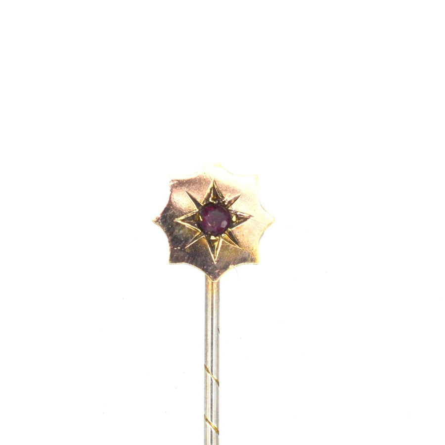 Edwardian 9ct Gold and Ruby Tie Pin | Parkin and Gerrish | Antique & Vintage Jewellery