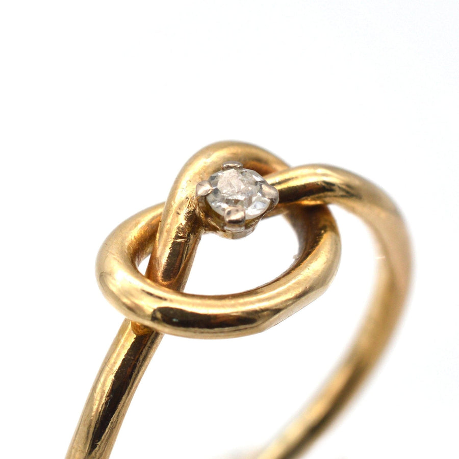 Edwardian 9ct Gold, Diamond Lovers' Knot Ring | Parkin and Gerrish | Antique & Vintage Jewellery