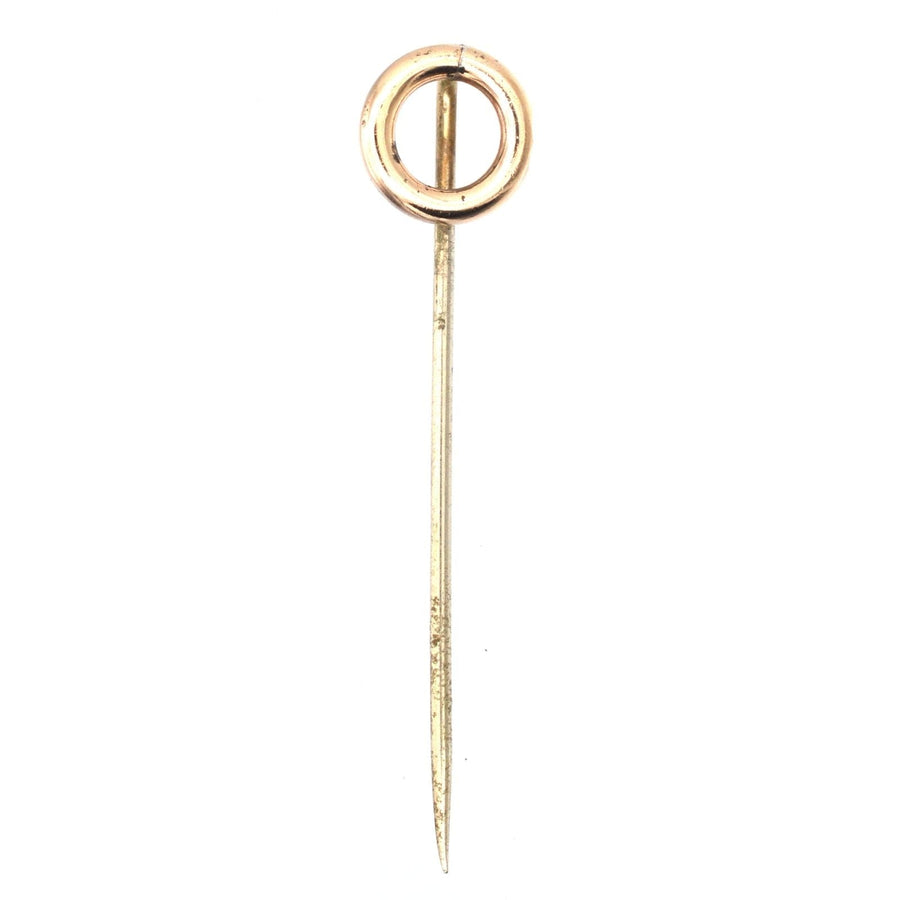 Edwardian 9ct Gold Finishing Post Circle Tie Pin | Parkin and Gerrish | Antique & Vintage Jewellery