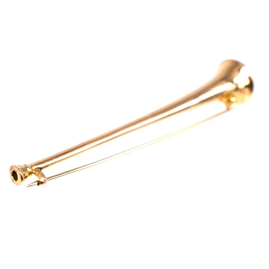 Edwardian 9ct Gold Hunting Horn Brooch | Parkin and Gerrish | Antique & Vintage Jewellery