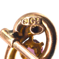 Edwardian 9ct Gold Lover's Knot with a Garnet Tie Pin | Parkin and Gerrish (UK)