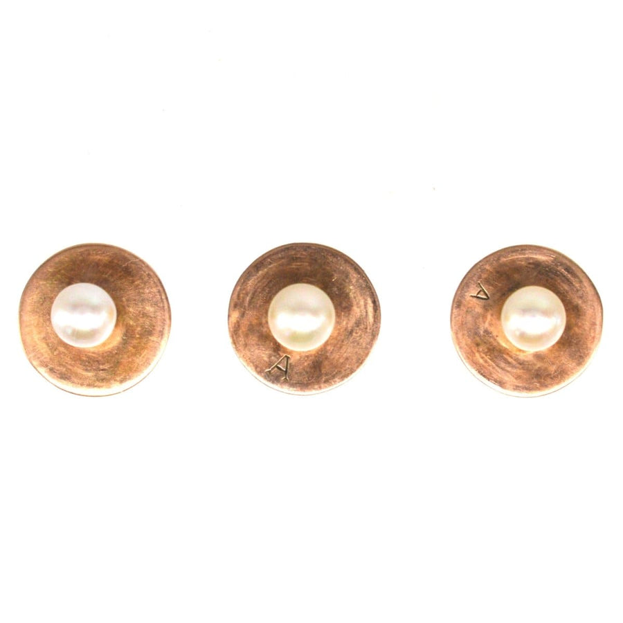 Edwardian 9ct Gold Natural Pearl Dress Studs | Parkin and Gerrish | Antique & Vintage Jewellery