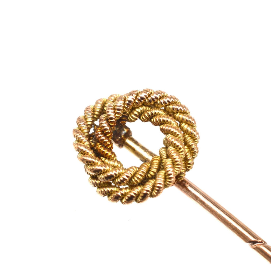 Edwardian 9ct Gold Round Double Knot Rope Tie Pin | Parkin and Gerrish | Antique & Vintage Jewellery