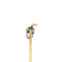 Edwardian 9ct Gold & Silver, Diamond & Natural Pearl Acorn Tie Pin | Parkin and Gerrish (UK)