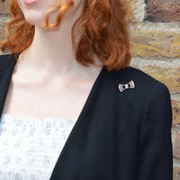 Edwardian 'Belle Epoque' 18ct Gold and Platinum Lace Bow Brooch with Pearls | Parkin and Gerrish (UK)