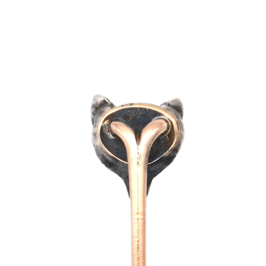 Edwardian Rose Diamond Fox Head Tie Pin With Ruby Eyes | Parkin and Gerrish | Antique & Vintage Jewellery