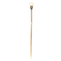 Edwardian Silver & 15ct Gold, Rose Diamond and Natural Pearl Tie Pin | Parkin and Gerrish (UK)
