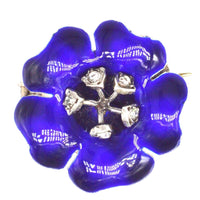 Edwardian Silver Blue Enamel and Paste Flower Brooch | Parkin and Gerrish (UK)