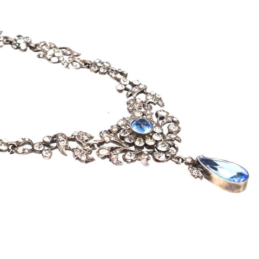 Edwardian Silver White and Blue "Aquamarine" Paste Necklace | Parkin and Gerrish | Antique & Vintage Jewellery