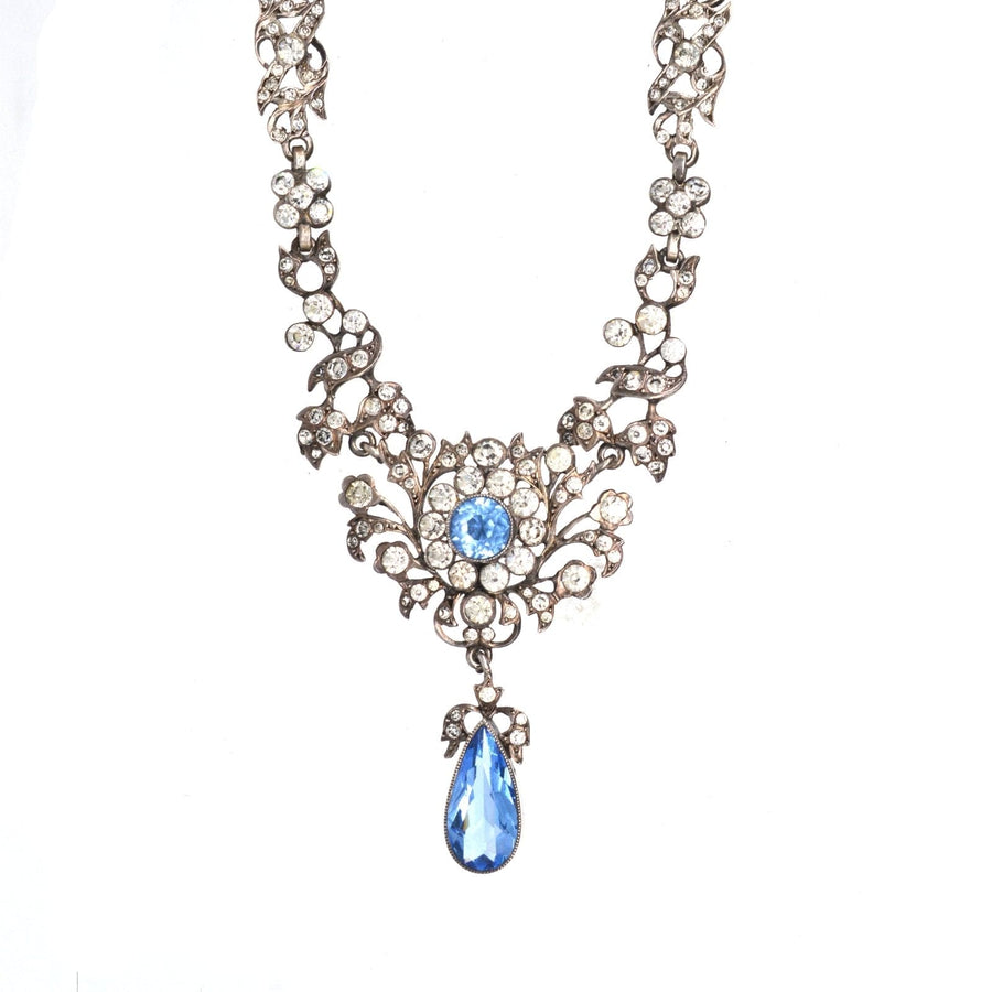 Edwardian Silver White and Blue "Aquamarine" Paste Necklace | Parkin and Gerrish | Antique & Vintage Jewellery