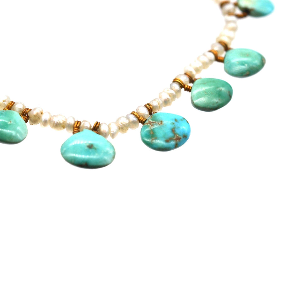 Edwardian Turquoise and Seed Pearl Necklace | Parkin and Gerrish | Antique & Vintage Jewellery