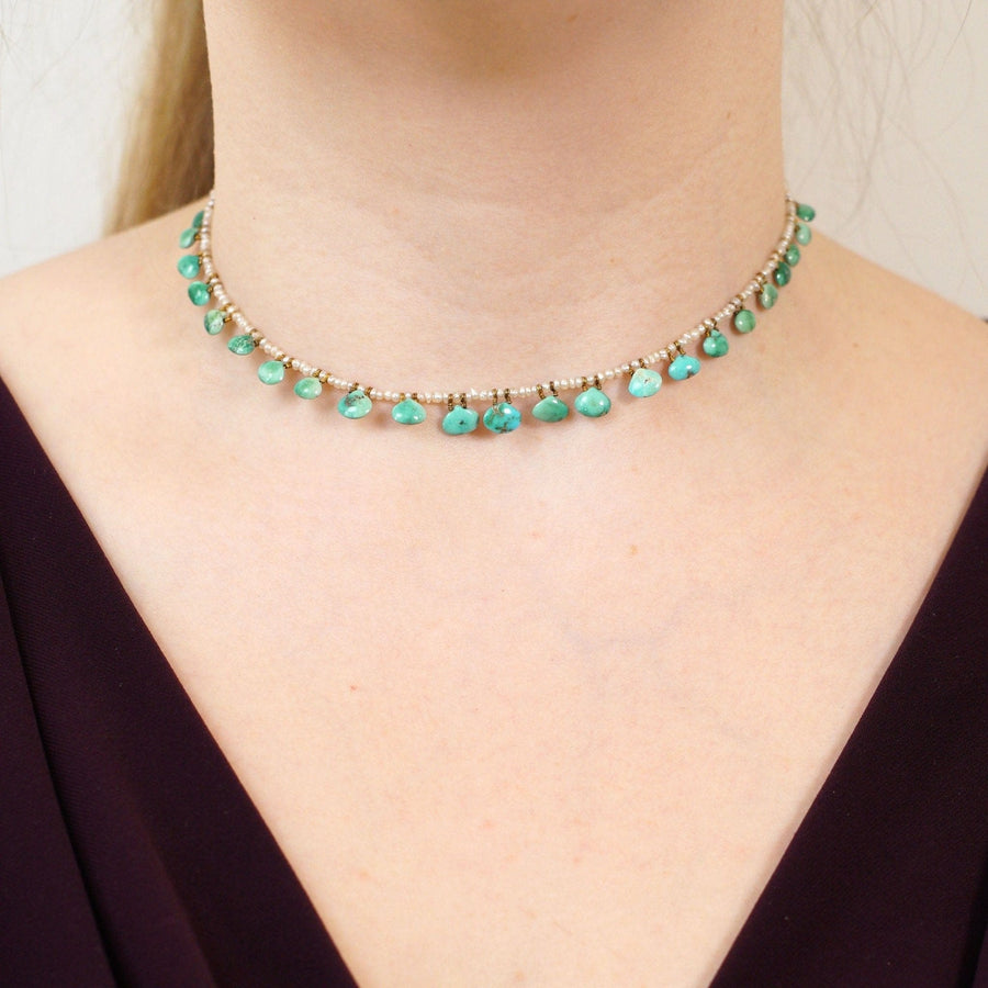 Edwardian Turquoise and Seed Pearl Necklace | Parkin and Gerrish | Antique & Vintage Jewellery