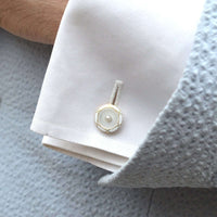 French 18ct Gold, Enamel, Pearl and Mother of Pearl Cufflinks | Parkin and Gerrish (UK)
