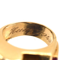 French 1940s Retro 18ct Gold & Platinum Diamond and Ruby Buckle Ring | Parkin and Gerrish (UK)