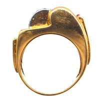 French 1940s Retro 18ct Gold & Platinum Diamond and Ruby Buckle Ring | Parkin and Gerrish (UK)