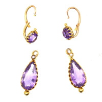French 19th Century 18ct Gold, Amethyst & Natural Split Pearl Night & Day Earrings | Parkin and Gerrish (UK)