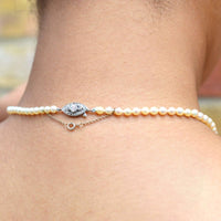 French Belle Epoque 18ct White Gold Cultured Pearl Single Strand Necklace with Diamond Clasp | Parkin and Gerrish (UK)
