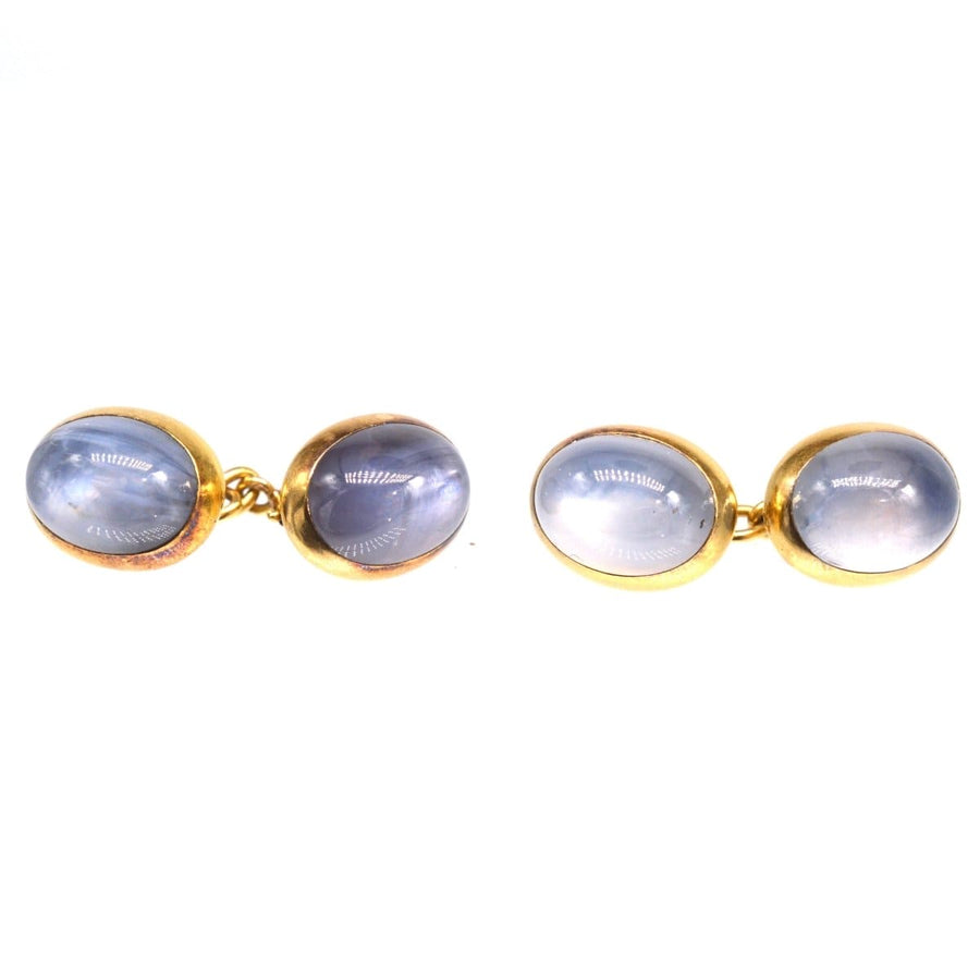 French Early 20th Century 18ct Gold Star Sapphire Cufflinks | Parkin and Gerrish | Antique & Vintage Jewellery