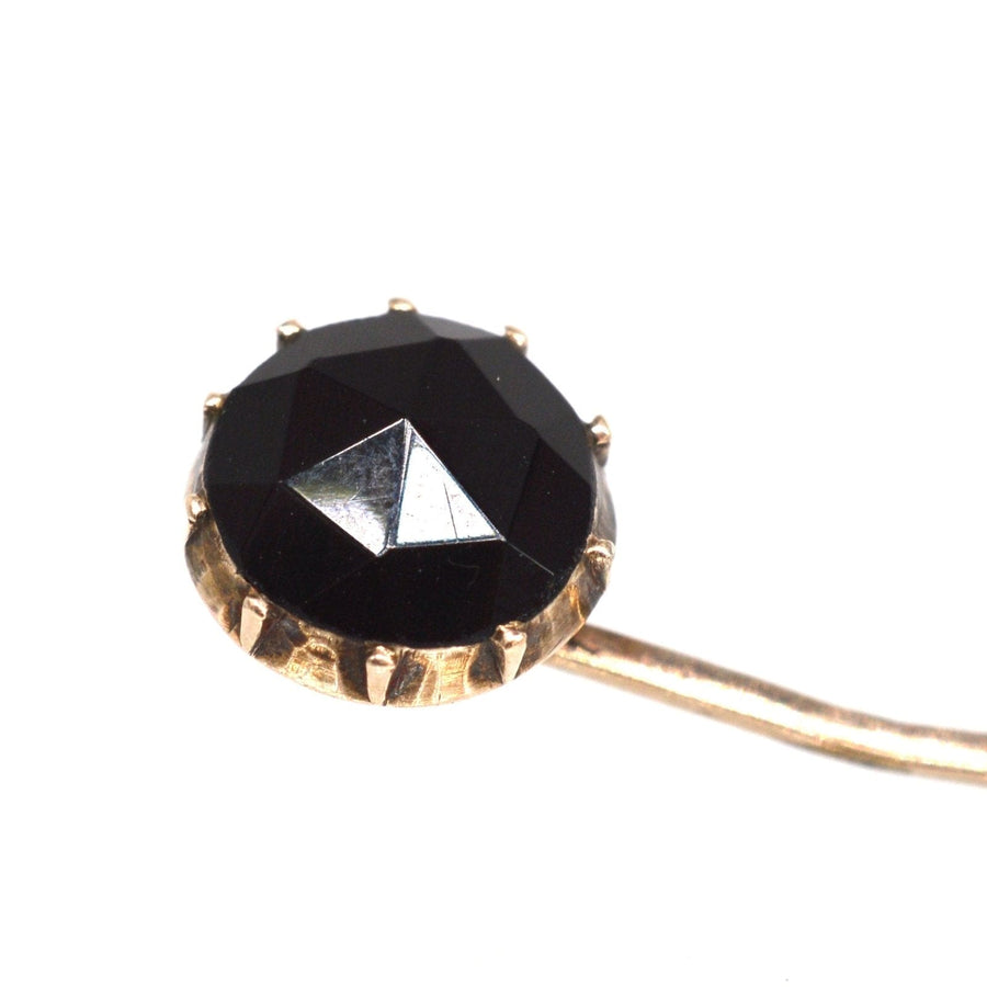 Georgian 9ct Gold Black Vauxhall Glass Tie Pin | Parkin and Gerrish | Antique & Vintage Jewellery