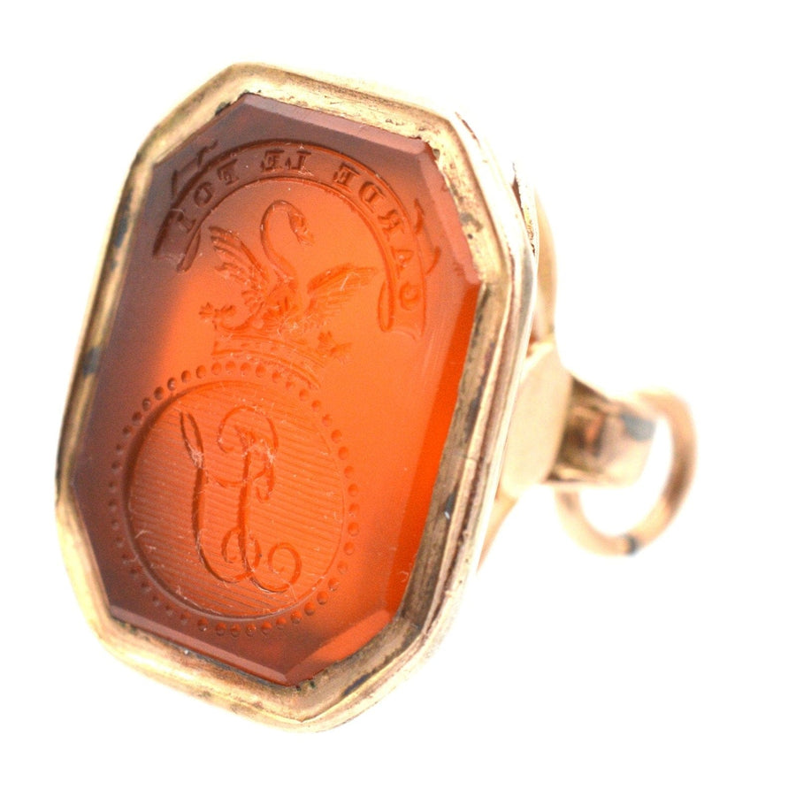 Georgian 9ct Gold Seal with the Earl of Stafford Family Crest | Parkin and Gerrish | Antique & Vintage Jewellery