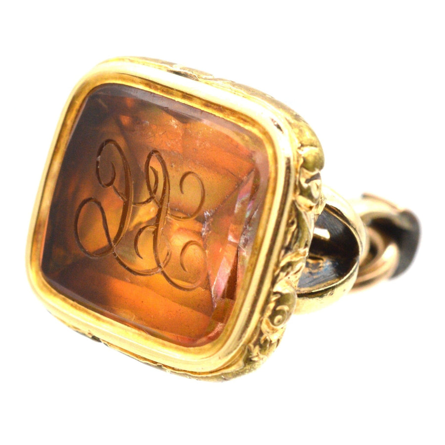 Georgian Gold Cased Seal with a Citrine Intaglio of the monogram 'SC' | Parkin and Gerrish | Antique & Vintage Jewellery