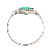 German Art Deco Silver Green 'Emerald' Paste, 'White 'Diamond' Paste & Black Enamel 'Onyx' Cocktail Ring | Parkin and Gerrish (UK)