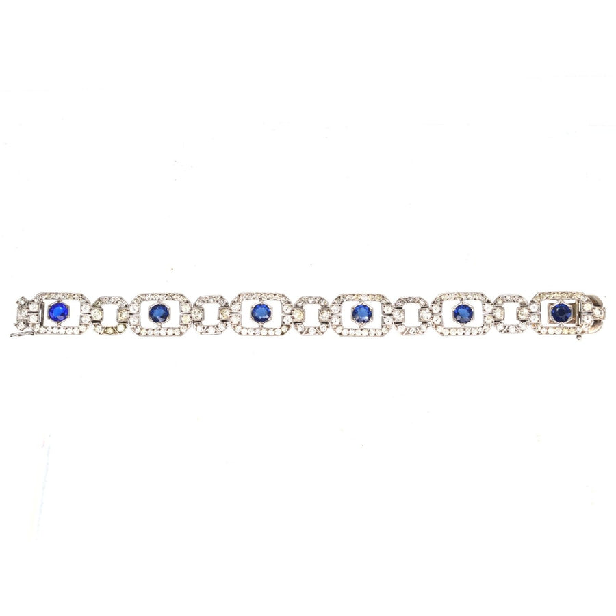 German Knoll & Pregizer Art Deco Silver Blue "Sapphire" and White Paste Bracelet | Parkin and Gerrish | Antique & Vintage Jewellery