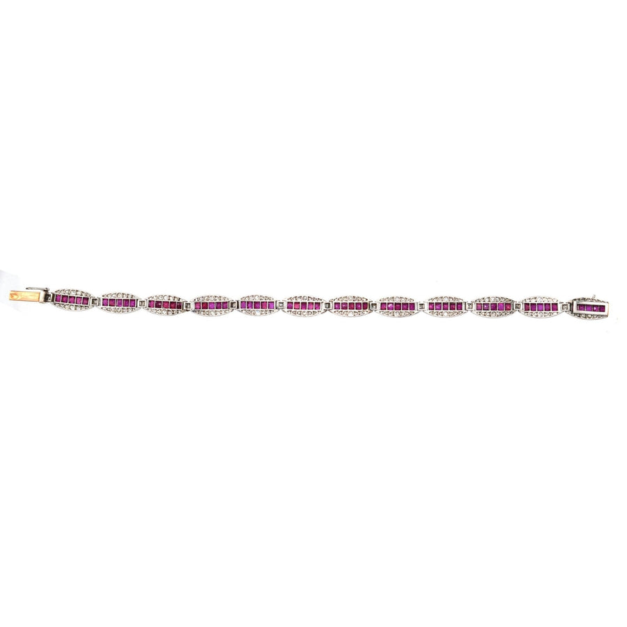 Imperial Russian 1910s 18ct Gold and Platinum, Burma Ruby and Old European Cut Diamond Bracelet | Parkin and Gerrish | Antique & Vintage Jewellery