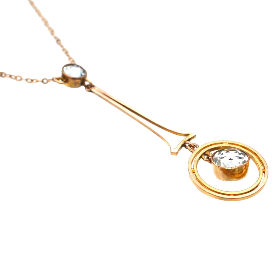 Large Art Deco 9ct Gold, Aquamarine Pendant and Chain | Parkin and Gerrish | Antique & Vintage Jewellery