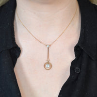 Large Art Deco 9ct Gold, Aquamarine Pendant and Chain | Parkin and Gerrish (UK)