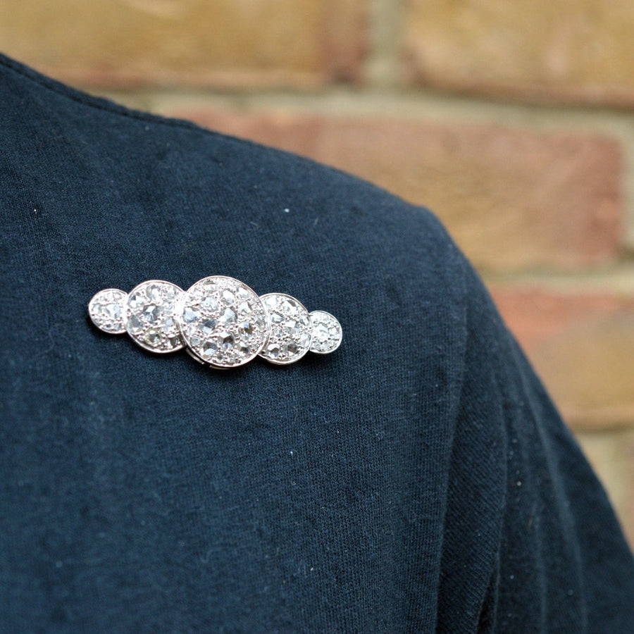 Large Art Deco Rose Cut Diamond Quintuple Circle Brooch | Parkin and Gerrish | Antique & Vintage Jewellery