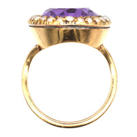 Large Edwardian 15ct Gold, Amethyst & Natural Split Pearl Cocktail Ring | Parkin and Gerrish (UK)