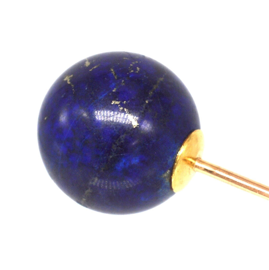 Large Victorian 18ct Gold Lapis Lazuli Sphere Tie Pin | Parkin and Gerrish | Antique & Vintage Jewellery