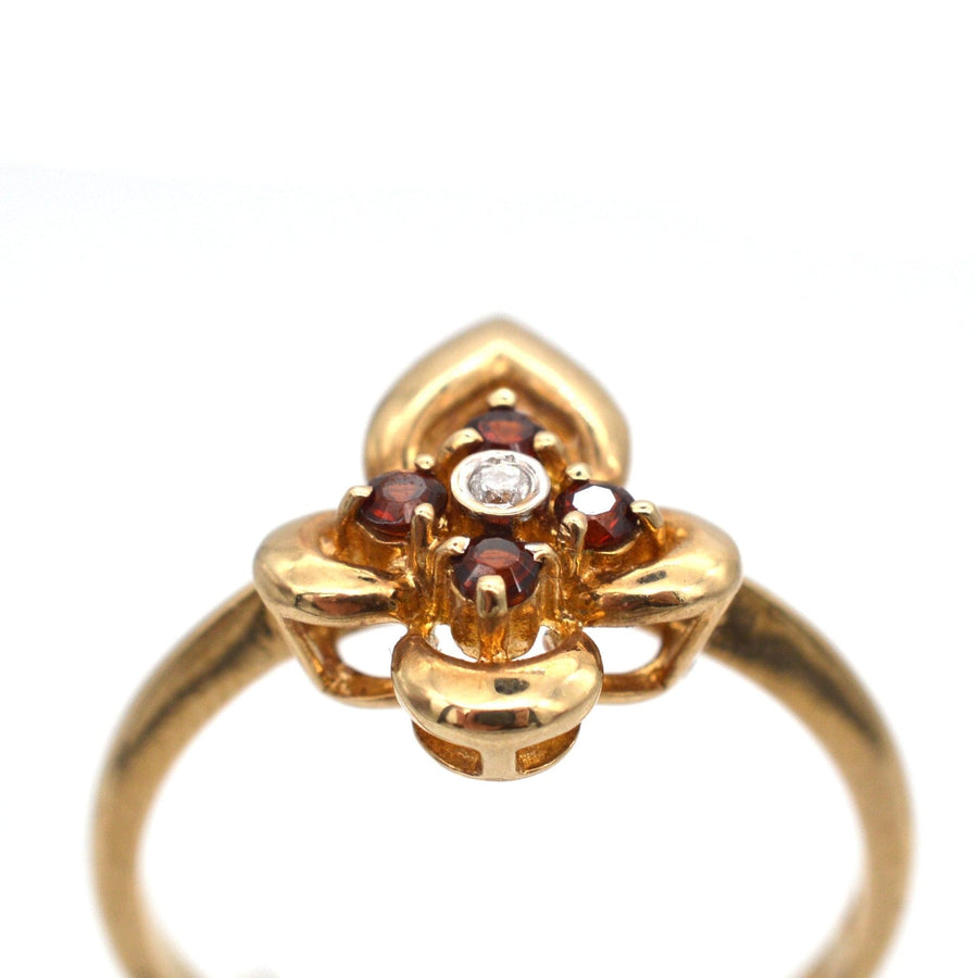 Late 20th Century 18ct Gold, Hessonite Garnet & Diamond Ring | Parkin and Gerrish | Antique & Vintage Jewellery