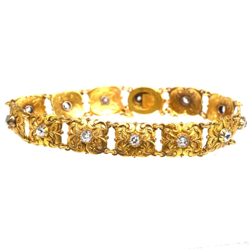 Bracelet Art Nouveau en or 18 carats et diamants taille ancienne, fin du XIXe siècle