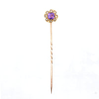 Late Victorian 15ct Gold, Amethyst and Diamond Cluster Tie Pin | Parkin and Gerrish (UK)