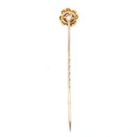 Late Victorian 15ct Gold, Amethyst and Diamond Cluster Tie Pin | Parkin and Gerrish (UK)