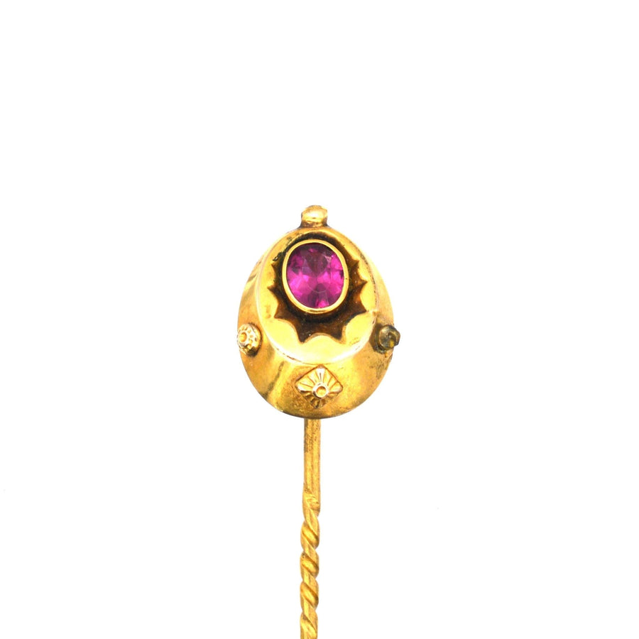 Late Victorian 15ct Gold and Garnet Tie Pin | Parkin and Gerrish | Antique & Vintage Jewellery