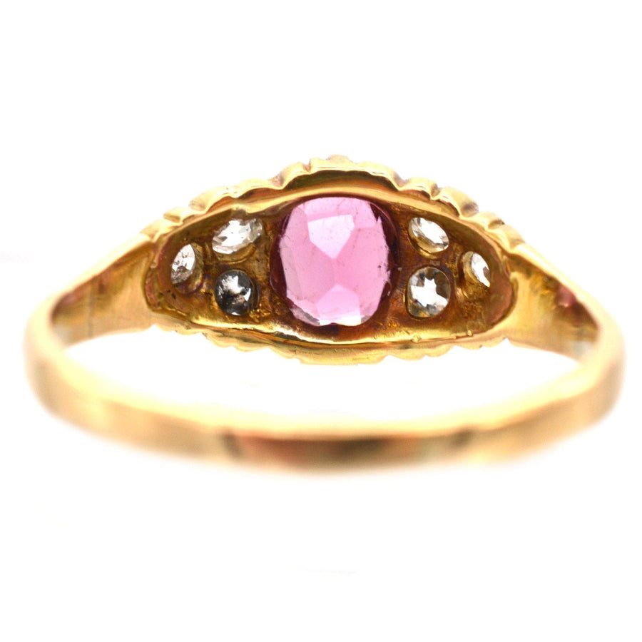 Late Victorian 18ct Gold, Pink Tourmaline & Diamond Ring | Parkin and Gerrish | Antique & Vintage Jewellery