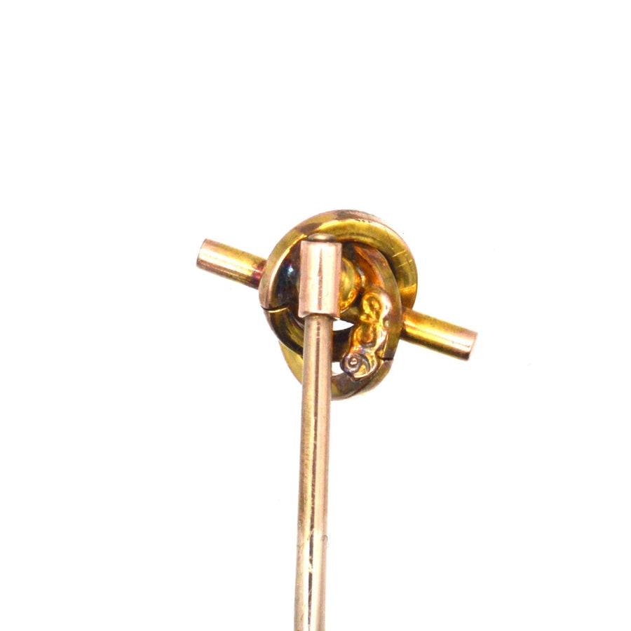 Late Victorian 9ct Gold Knot Tie Pin with Garnet | Parkin and Gerrish | Antique & Vintage Jewellery