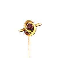 Late Victorian 9ct Gold Knot Tie Pin with Garnet | Parkin and Gerrish (UK)