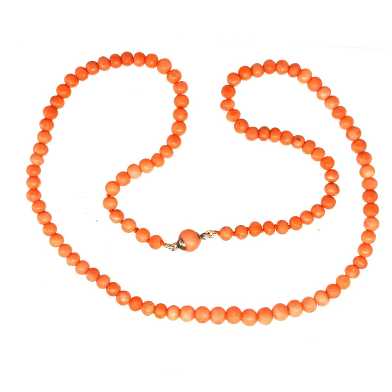 Mid 19th Century Gold Coral Bead Necklace